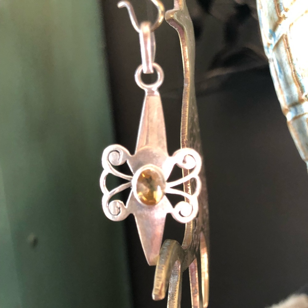 Sterling faceted citrine charm / pendant